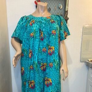 Winlar Teal Floral MuuMuu Night Dress